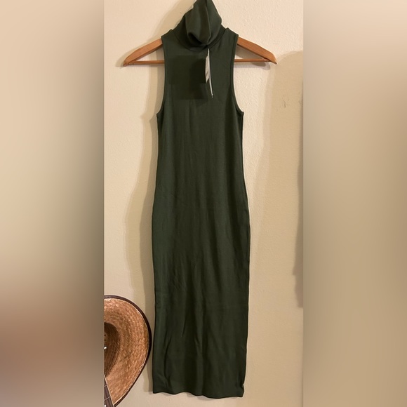 SOLDNWT Zara sleeveless turtleneck ribbed dress olive green small - Picture 8 of 9